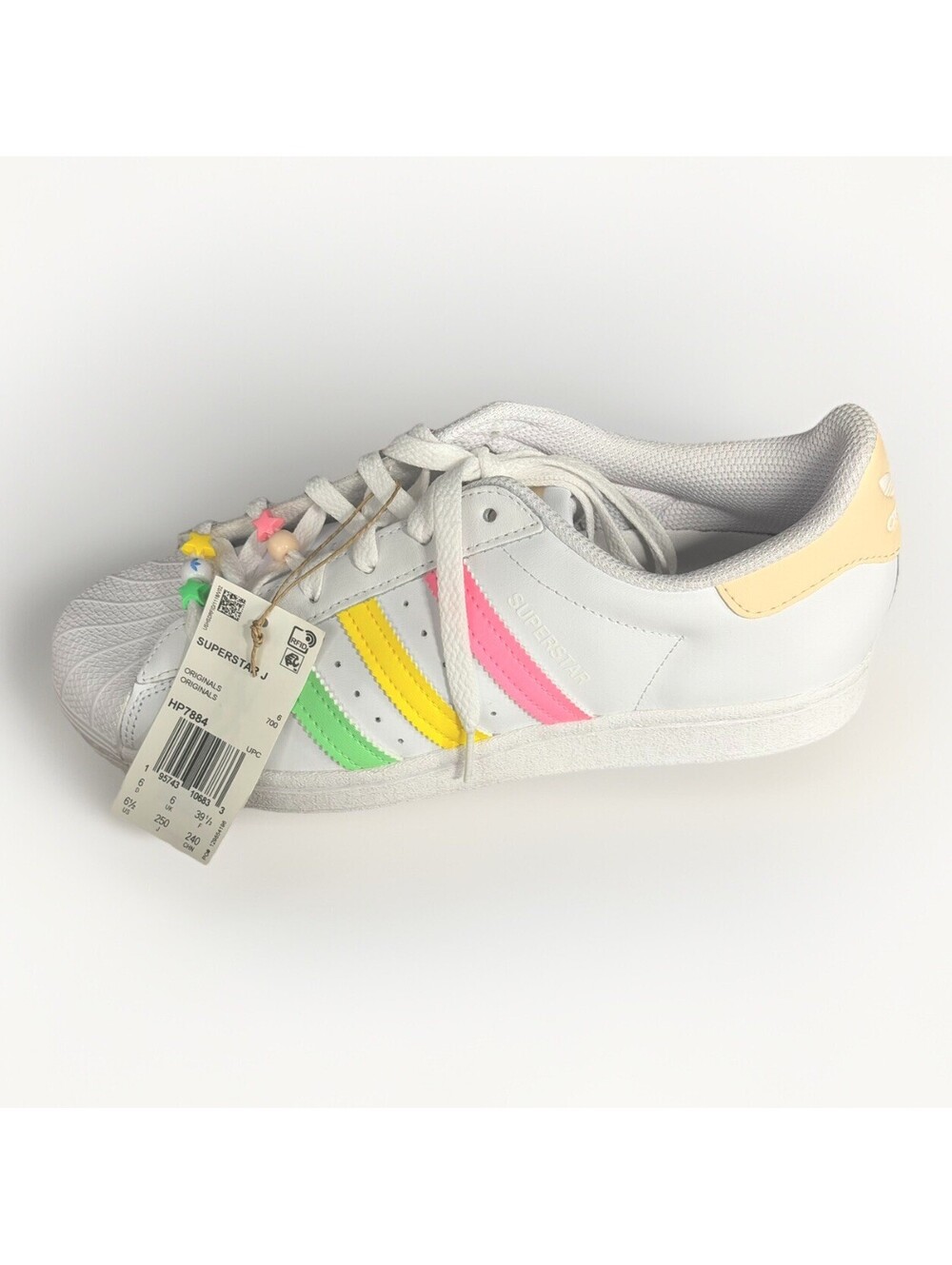 adidas Superstar C Originals Kids Sneakers White Pink Yellow Green US 6.5 HP7885